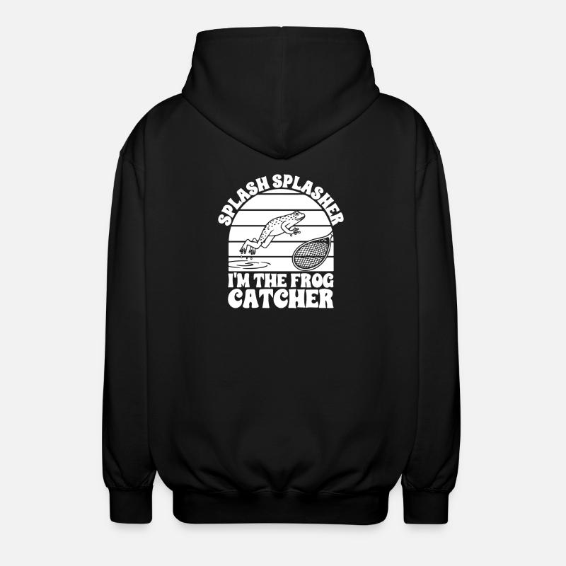 Frog Catcher Splash Splasher Frog - Unisex Hooded Jacket - black