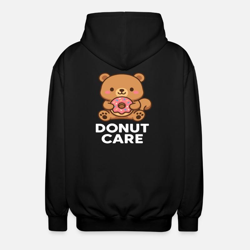 Kuscheller Bär mit Donut-Accessoire - Unisex Kapuzenjacke - Schwarz