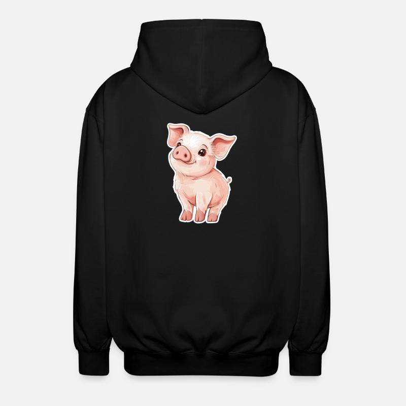 Schwein Ferkel - Unisex Kapuzenjacke - Schwarz