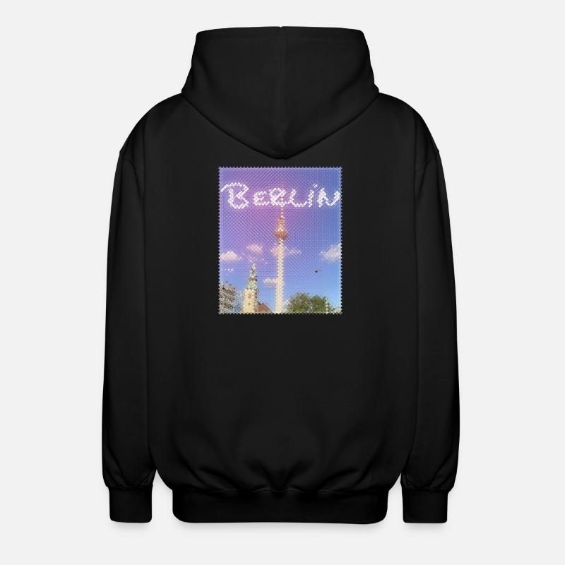 Berlin TV Tower Neon Design - Unisex Hooded Jacket - black