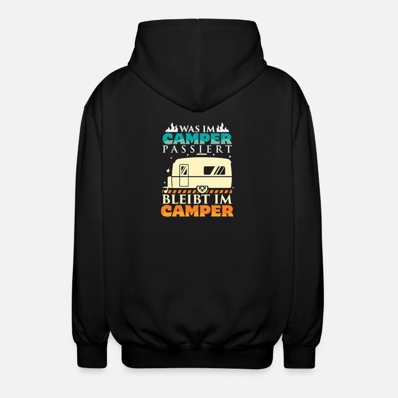 Camper Camping Wohnwagen Spruch - Unisex Kapuzenjacke - Schwarz