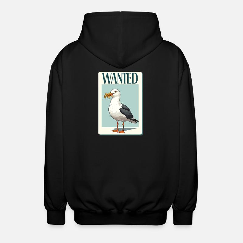 Wanted Seagull with Fries - Unisex Hooded Jacket - black