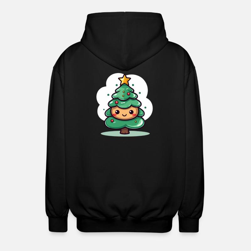 Cute Christmas Tree Mascot Design - Unisex Hooded Jacket - black