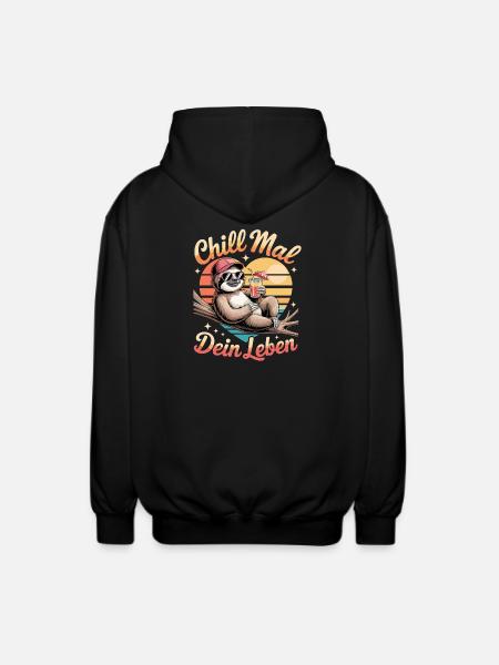 Chill Time Your Life Sloth Relaxation - Unisex Hooded Jacket - black