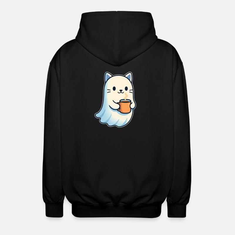 Süßer Katzengeist mit Kaffee - Veste à capuche unisexe - noir