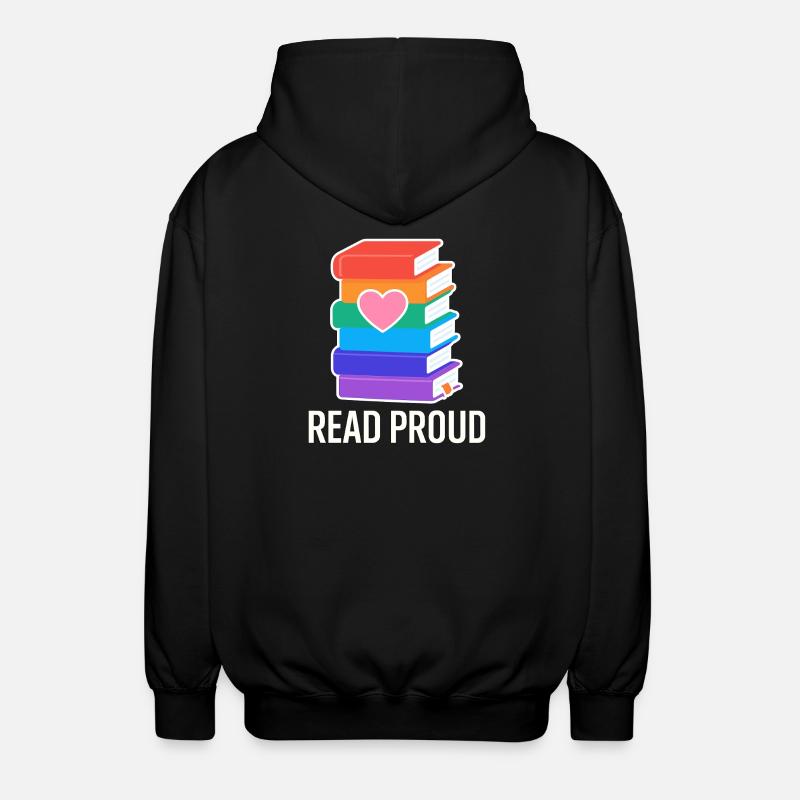 Lese Stolz Mit Regenbogen Herz - Unisex Kapuzenjacke - Schwarz