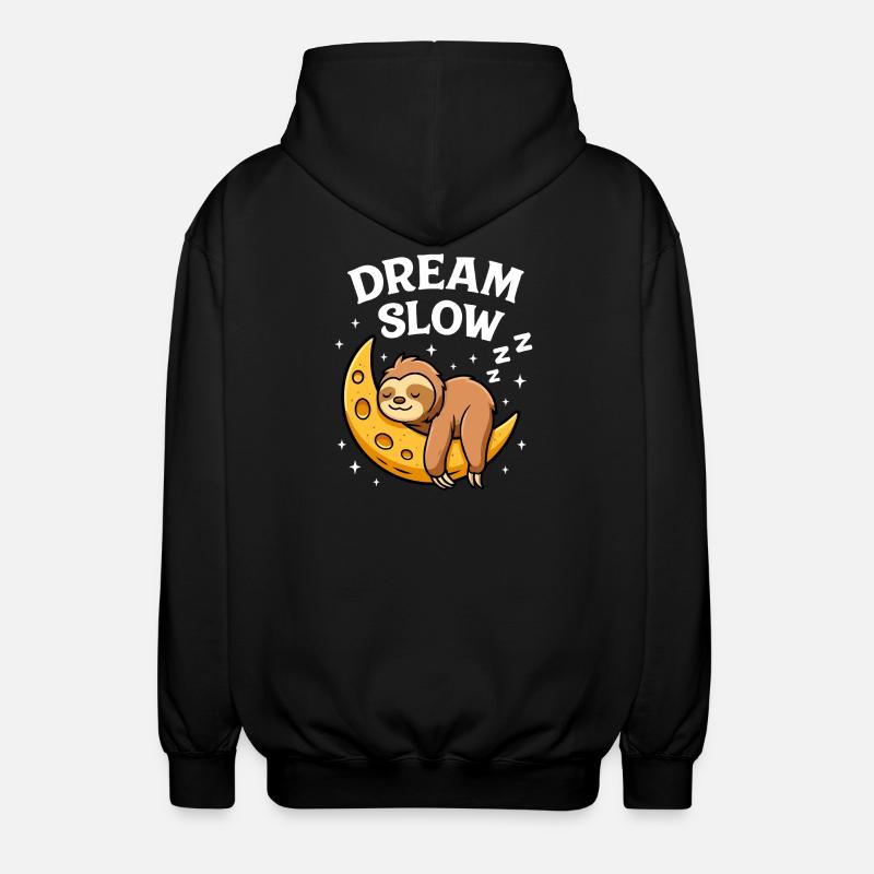 Cute sleeping sloth on moon - Unisex Hooded Jacket - black