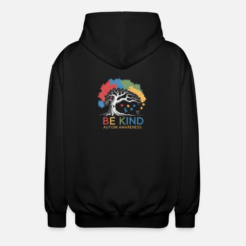 Be Kind Autism Bewusstsein Baum Puzzle - Unisex Kapuzenjacke - Schwarz