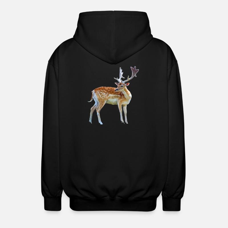 Cerf aquarelle avec bois - Veste à capuche unisexe - noir