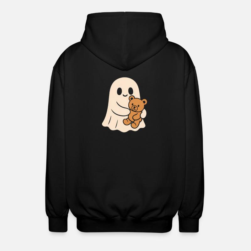 Cuddly Ghost with Teddy - Unisex Hooded Jacket - black