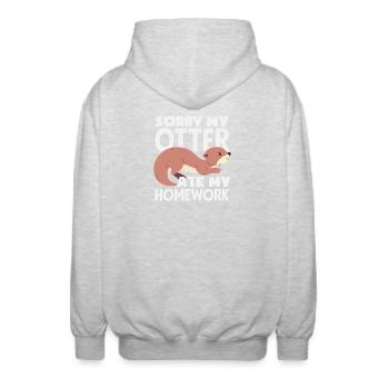 Seeotter Cartoon Hausaufgaben - Unisex Kapuzenjacke - Hellgrau meliert - Hinten - AI Model Male 185 light (185cm)
