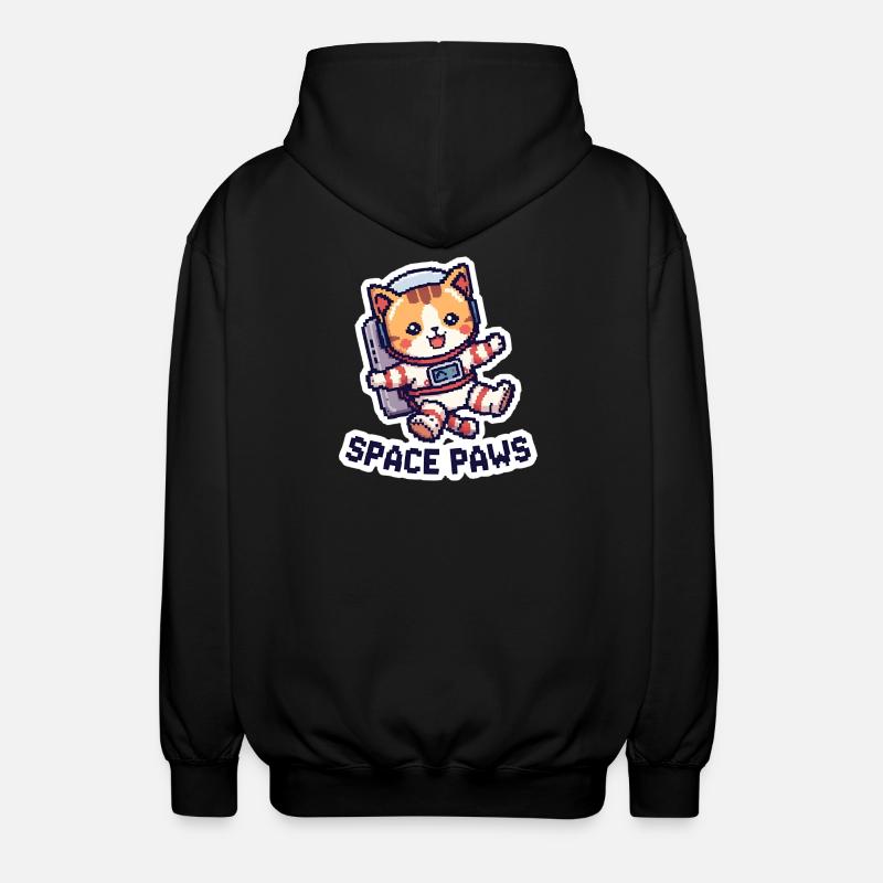 Space Paws – Pixel Cat in Space - Unisex Kapuzenjacke - Schwarz