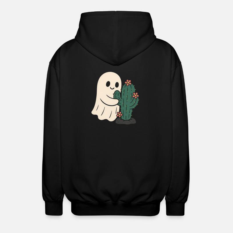 Ghost Hugging Cactus Flowers - Unisex Hooded Jacket - black