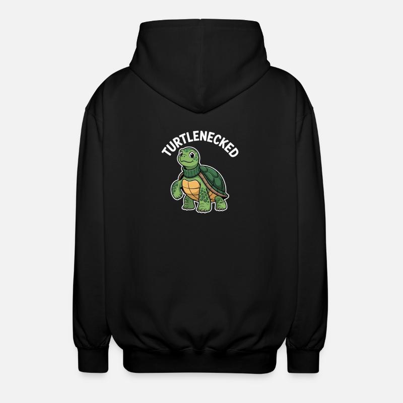 Turtlenecked funny turtle in turtleneck - Unisex Hooded Jacket - black