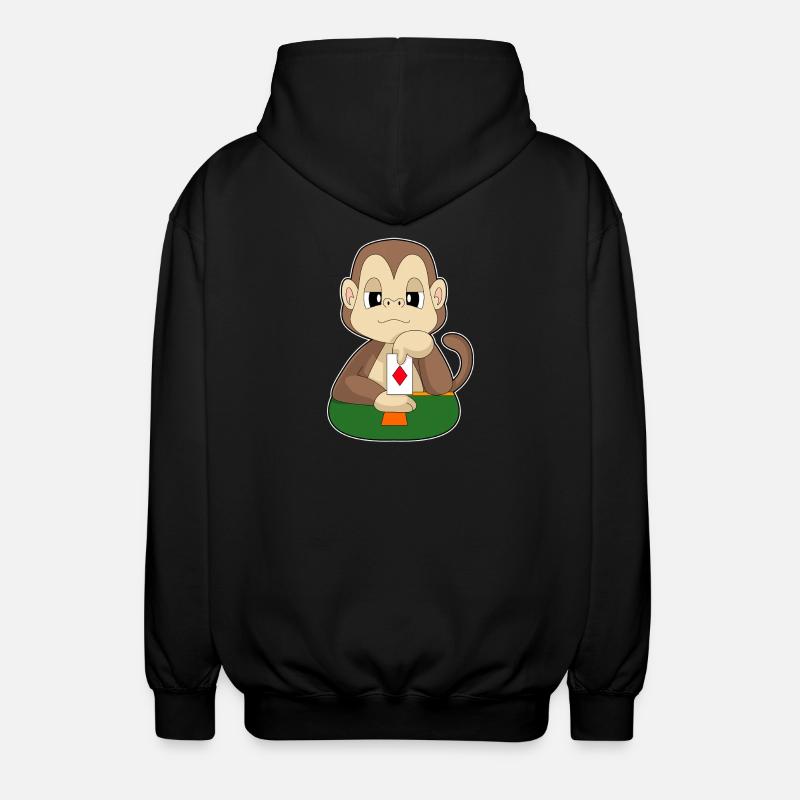 Monkey Poker Poker Card Game - Unisex Hooded Jacket - black