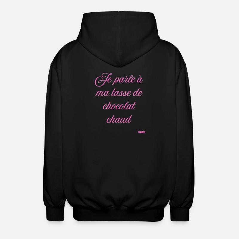 Tasse Chocolat Chaud Script Rose - Veste à capuche unisexe - noir