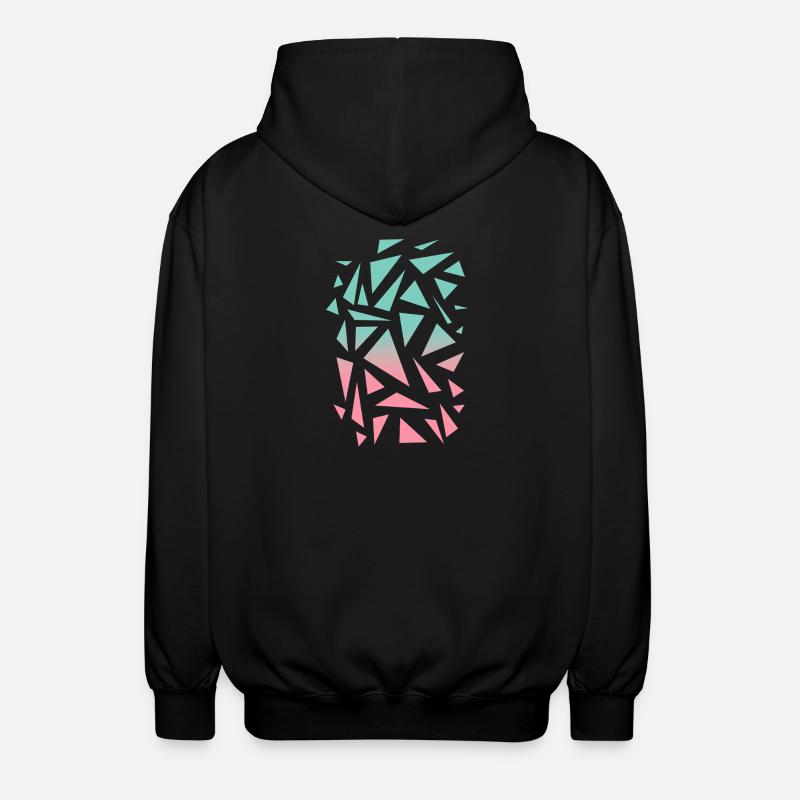 Triangle Pattern - Turquoise Pink - Unisex Hooded Jacket - black