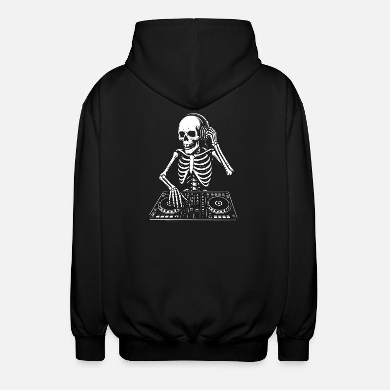Skeleton DJ on the Deck - Unisex Hooded Jacket - black