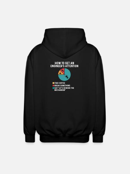 Engineer’s Attention Free Coffee Rework Mechanism - Unisex Hooded Jacket - black