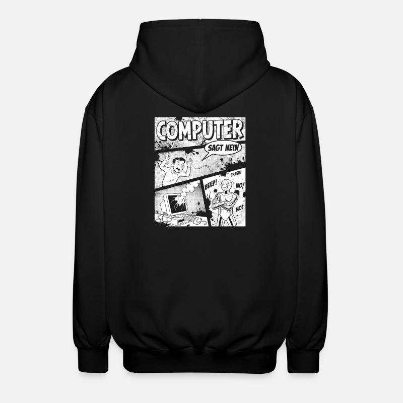 Retro Computer Comic Sagt Nein - Unisex Kapuzenjacke - Schwarz
