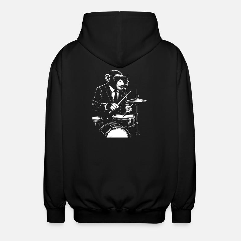 Jazz Monkey jouant de la batterie - Veste à capuche unisexe - noir