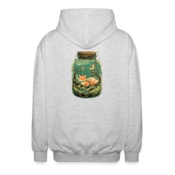 Kitsune Magique Renard Kawaii Terrarium - Veste à capuche unisexe - gris clair chiné - Dos - AI Model Male 185 light (185cm)