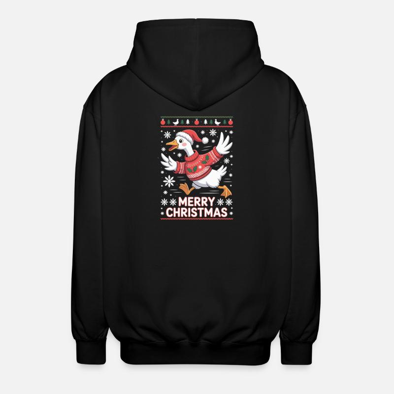 Weihnachtsgans im Pullover - Unisex Kapuzenjacke - Schwarz