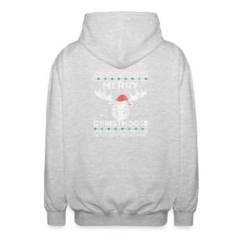 Frohe Weihnachten - Lustiges hässliches Weihnachtsdesign - Unisex Kapuzenjacke - Hellgrau meliert - Hinten - AI Model Male 185 light (185cm)
