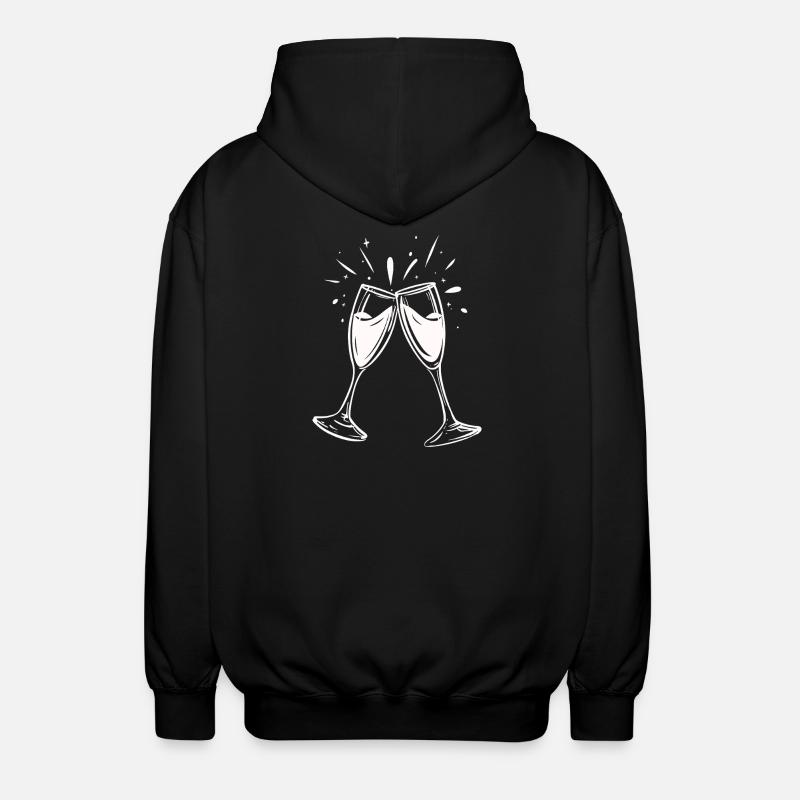 Sekt-Prosecco-Glas - Unisex Kapuzenjacke - Schwarz
