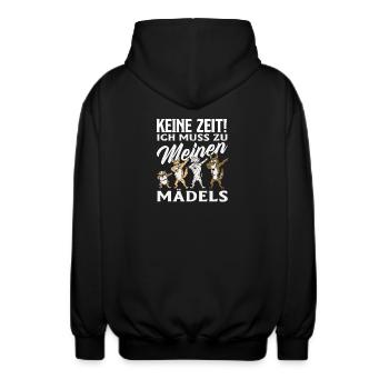 Keine Zeit! Ich muss zu meinen Mädels Hunde - Unisex Kapuzenjacke - Schwarz - Hinten - AI Model Male 185 light (185cm)