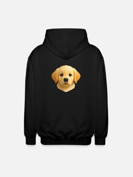 Cute Golden Retriever Puppy – Polygon Dog Design - Unisex Hooded Jacket - black