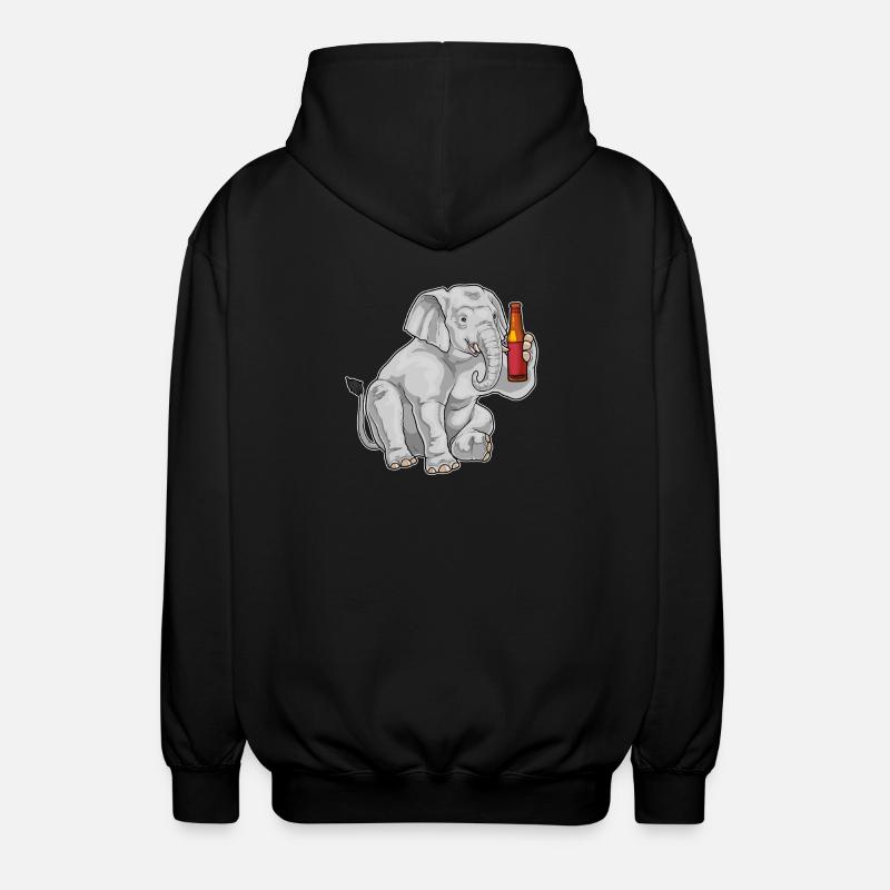 Elefant Flasche Bier - Unisex Kapuzenjacke - Schwarz
