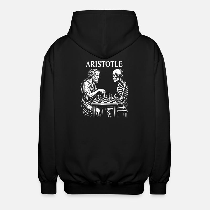 Aristotle vs Skeleton Chess - Unisex Hooded Jacket - black