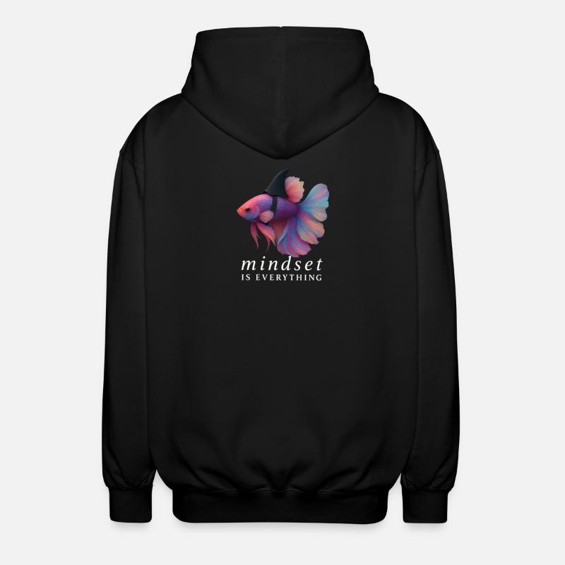 Mindset Fighting Fish Helm, Motivationsspruch - Unisex Kapuzenjacke - Schwarz