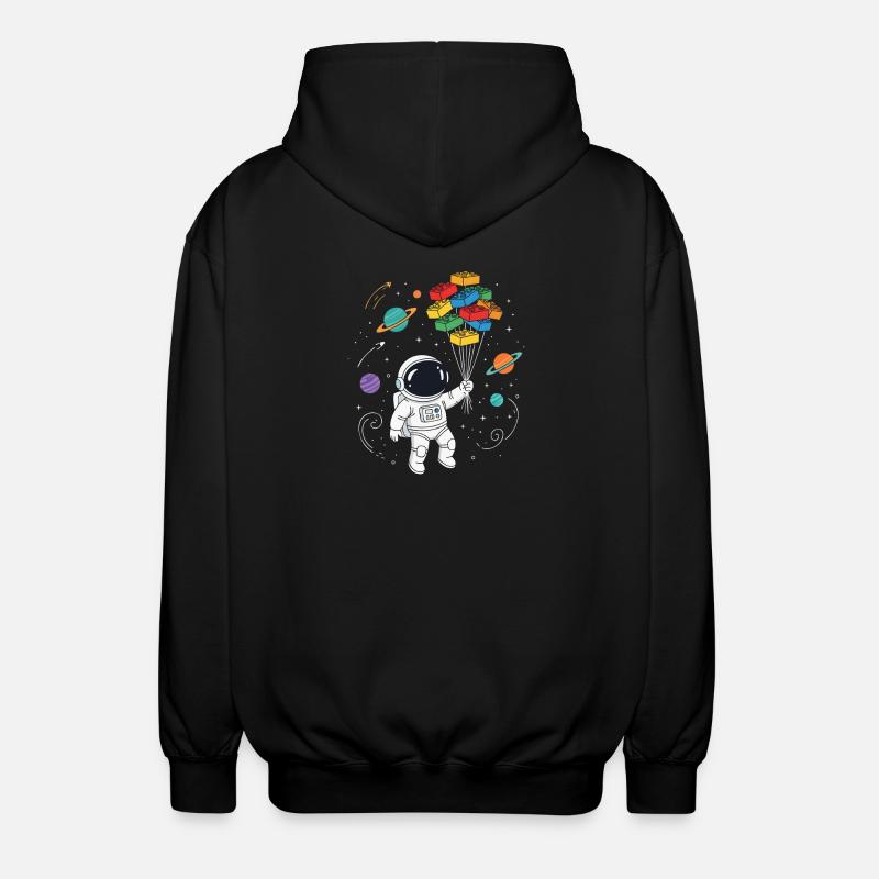 Astronaut Bausteine Space Brick Builder - Unisex Kapuzenjacke - Schwarz