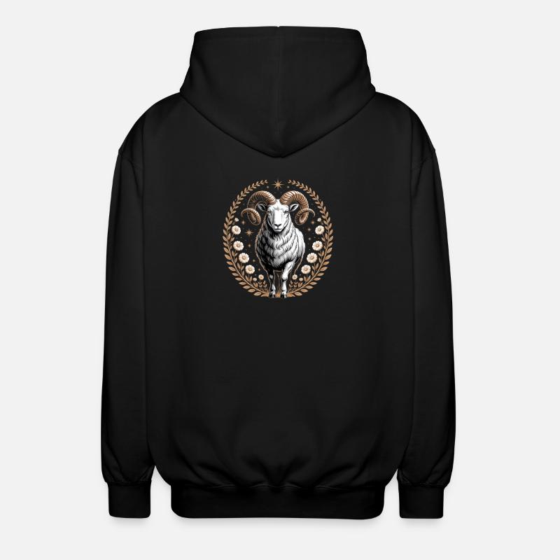 Widder Sternzeichen Mit Blüten Und Sternen - Unisex Kapuzenjacke - Schwarz
