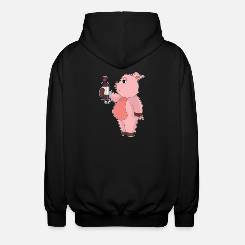 Pork Bottle Red Wine - Unisex Hooded Jacket - black