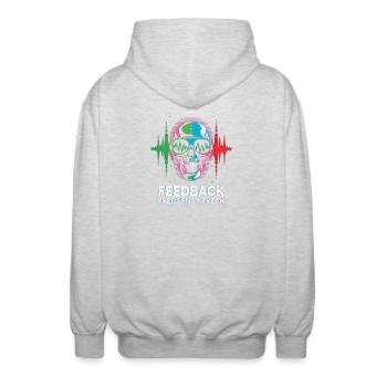 Feedback Frequency Freak Punk Rock Music - Unisex Kapuzenjacke - Hellgrau meliert - Hinten - AI Model Male 185 light (185cm)