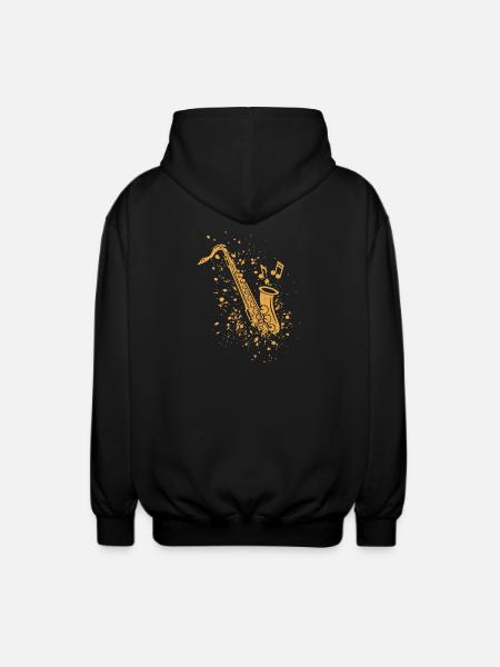 Saxophone Jazz Saxophonist Orchestra Musicians - Unisex Hooded Jacket - black