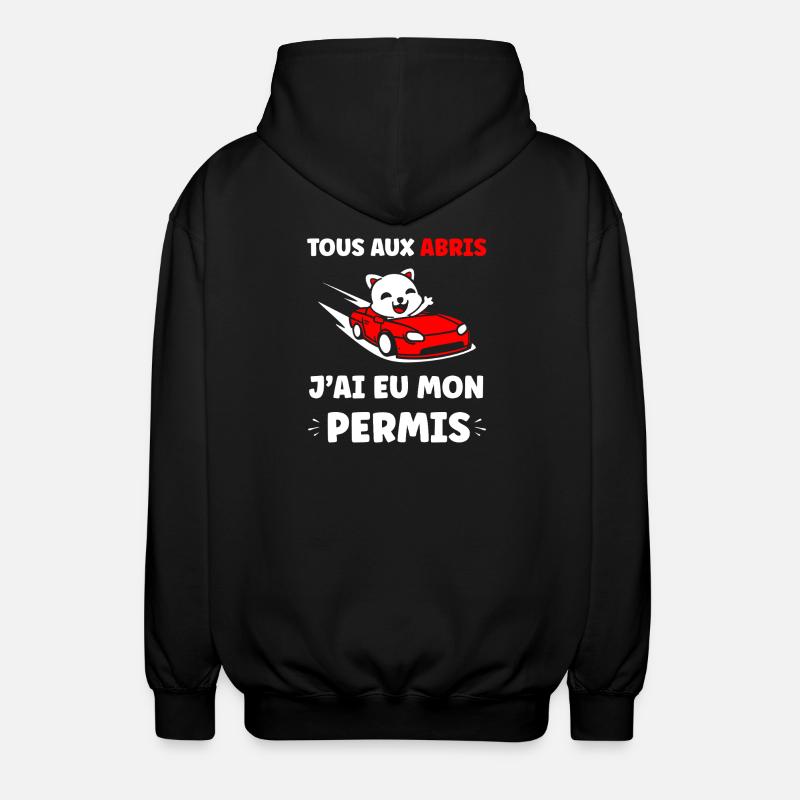 Panda en Cabrio Rouge Permis - Veste à capuche unisexe - noir