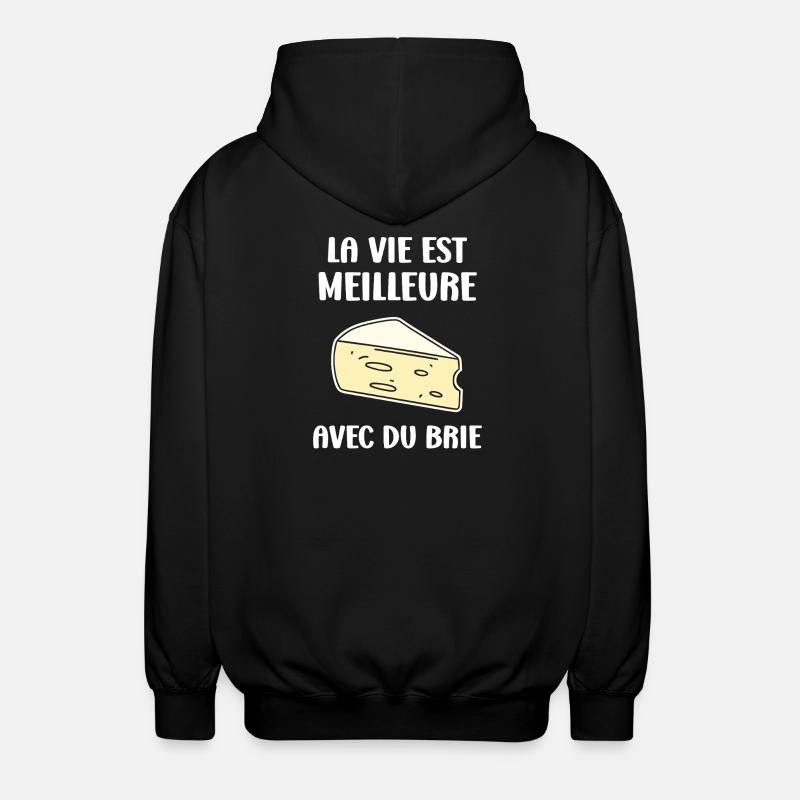Humor brie cheese - Unisex Hooded Jacket - black