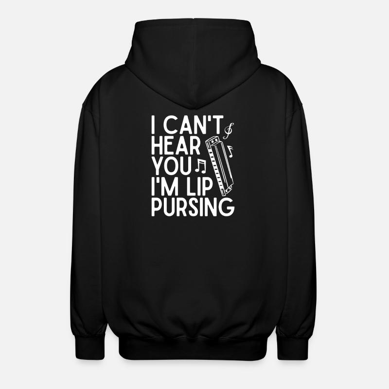 Harmonica Musican Lip Pursing Harmonica - Unisex Hooded Jacket - black