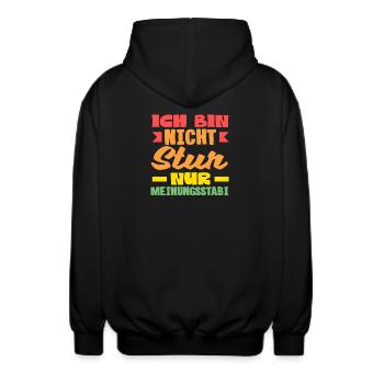 Not stubborn, just stable in opinion - Unisex Hooded Jacket - black - Back - AI Model Male 185 light (185cm)
