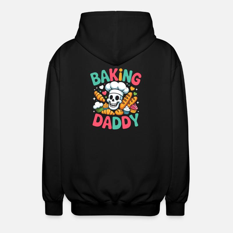 Baking Daddy Skull Baking Art - Unisex Hooded Jacket - black