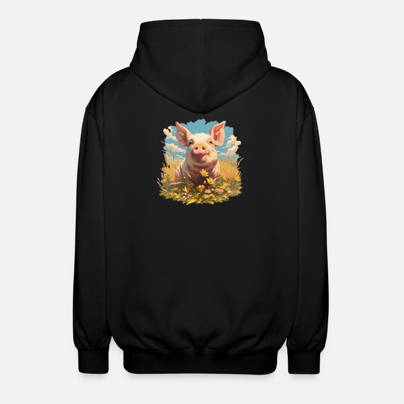 Pig Pig - Unisex Hooded Jacket - black