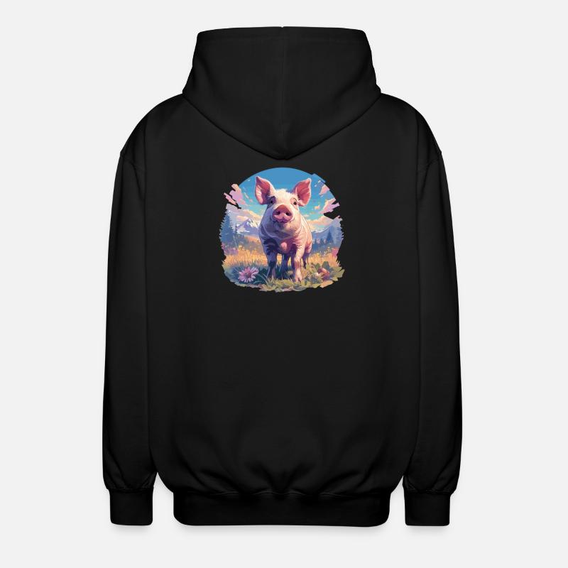 Pig Pig - Unisex Hooded Jacket - black