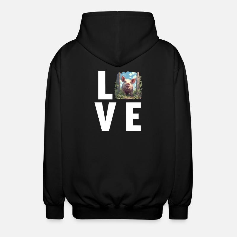 Pig Pig - Unisex Hooded Jacket - black