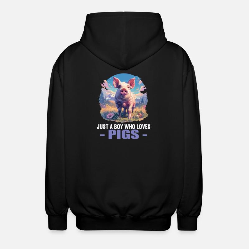 Pig Pig - Unisex Hooded Jacket - black