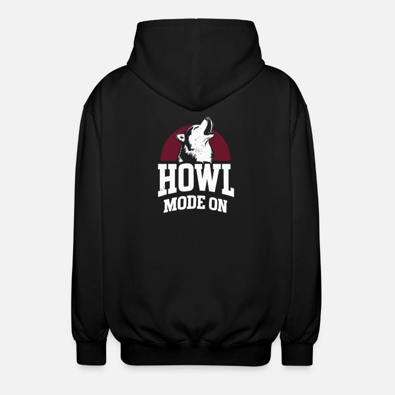 Howl Mode On Husky Design - Unisex Hooded Jacket - black
