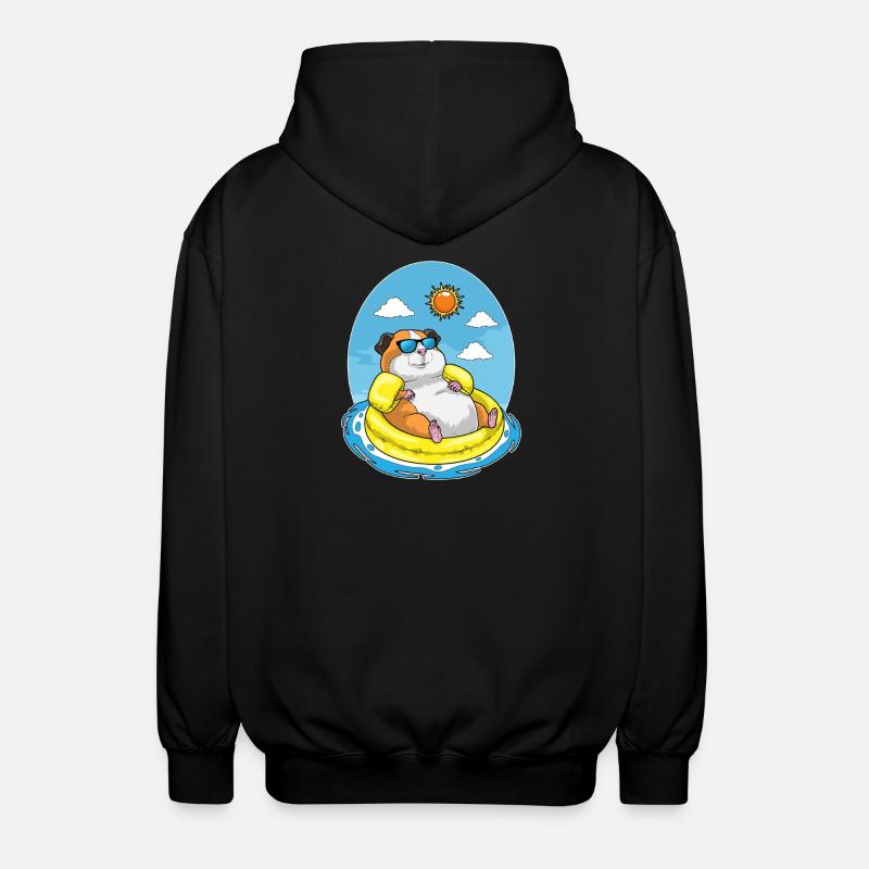 Hamster Swimming Swimming Ring Summer - Unisex Hooded Jacket - black
